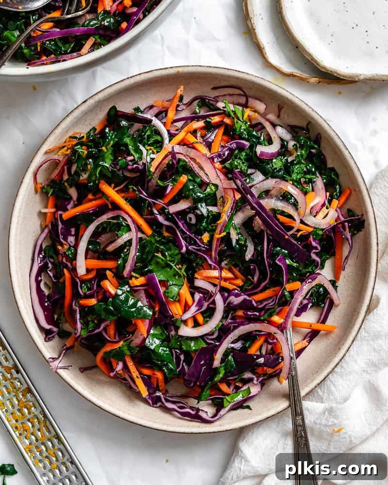 Zesty Kale Slaw Delight 2 completed Crunchy Kale Slaw on a plate