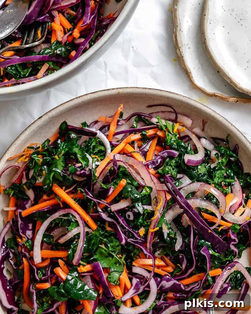 Zesty Kale Slaw Delight 7 completed Crunchy Kale Slaw on a white surface