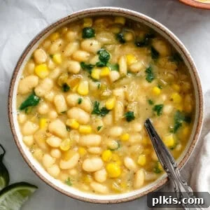 completed Vegan White Bean Chili in a bowl