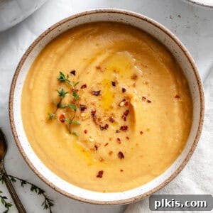 completed Roasted Parsnip Soup in a bowl