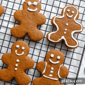 completed Vegan Gingerbread Cookies on cooling rack
