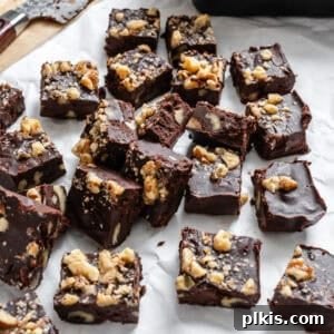 completed Vegan Fudge [Easy Microwave Fudge] on a white surface
