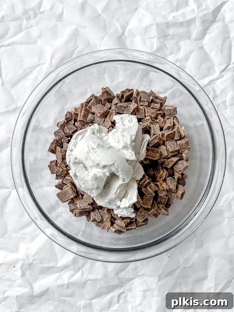 Easy Microwave Vegan Fudge 4 process shot showing ingredients in a bowl