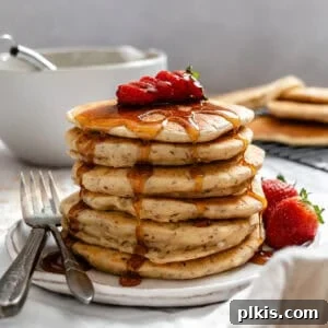 completed Vegan Protein Pancakes stacked on one another