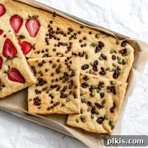 Completed Vegan Sheet Pan Pancakes in baking sheet.