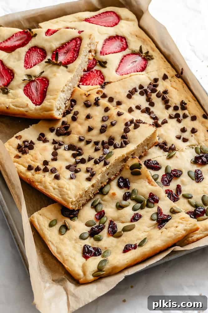 Completed Vegan Sheet Pan Pancakes in baking sheet.