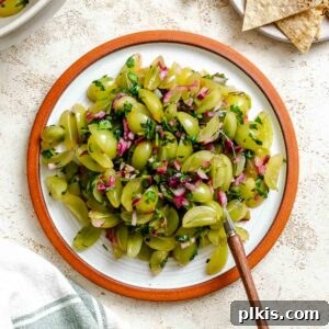 Completed Fresh Grape Salsa on a plate.