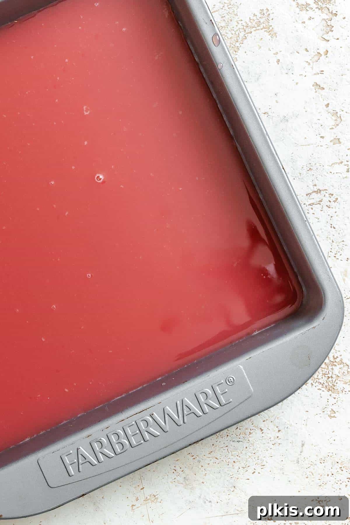 Ruby or Jade Grape Sorbet 7 Process shot showing ingredients added to baking dish.