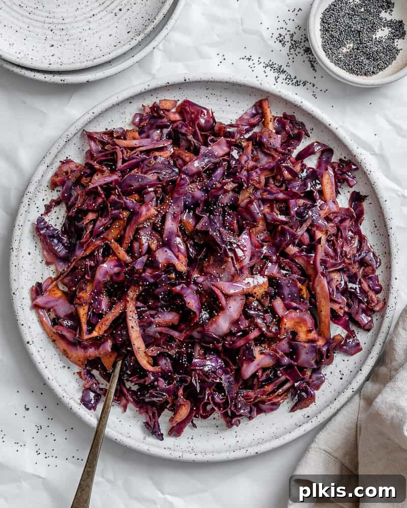 completed Sautéed Red Cabbage [4 Ways] on a plate