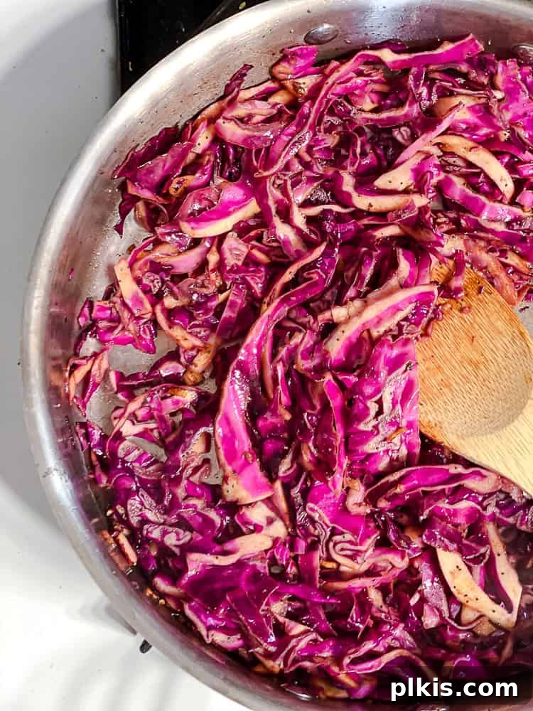 Sautéed Red Cabbage: Fresh Takes and Twists 7 process shot of stirring ingredients in pan