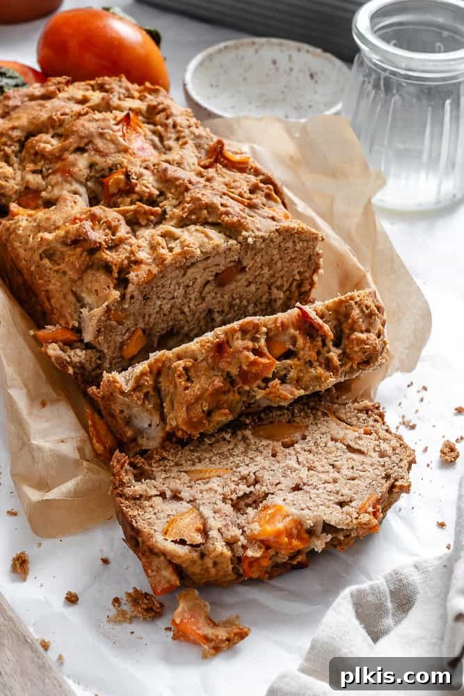 completed Easy Persimmon Bread on parchment paper