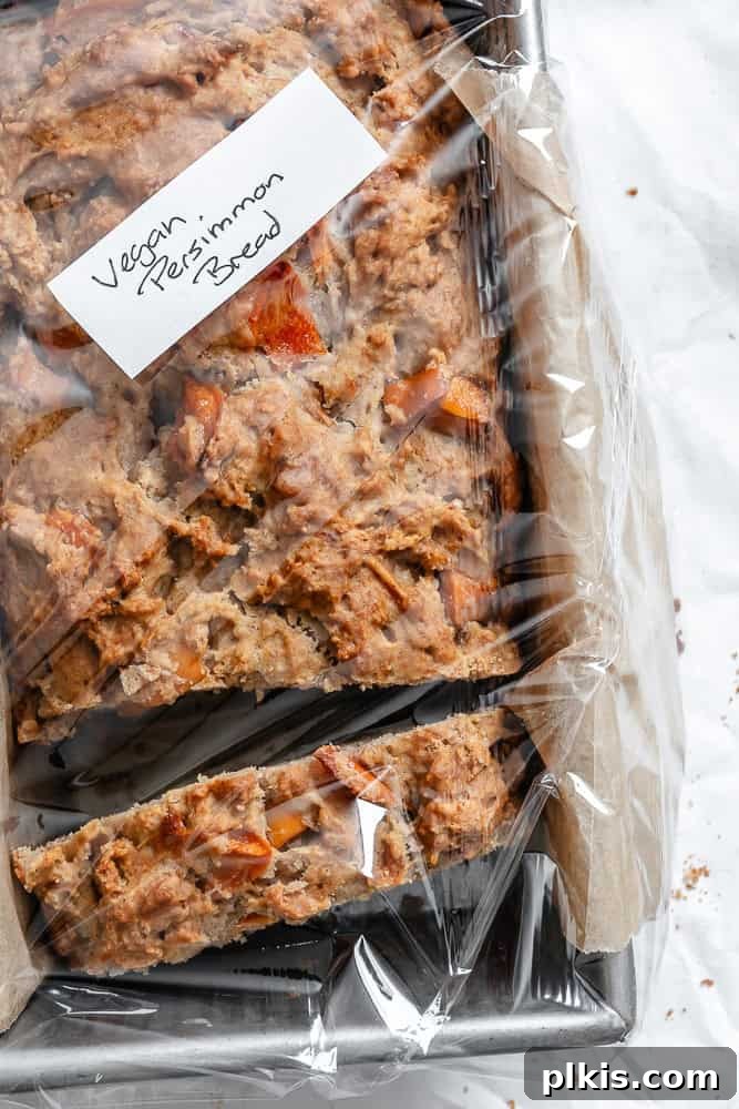 completed Easy Persimmon Bread in a storage container