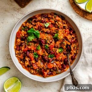 Smoky Chipotle Chili 11 Completed Chipotle Chili Recipe in a bowl.