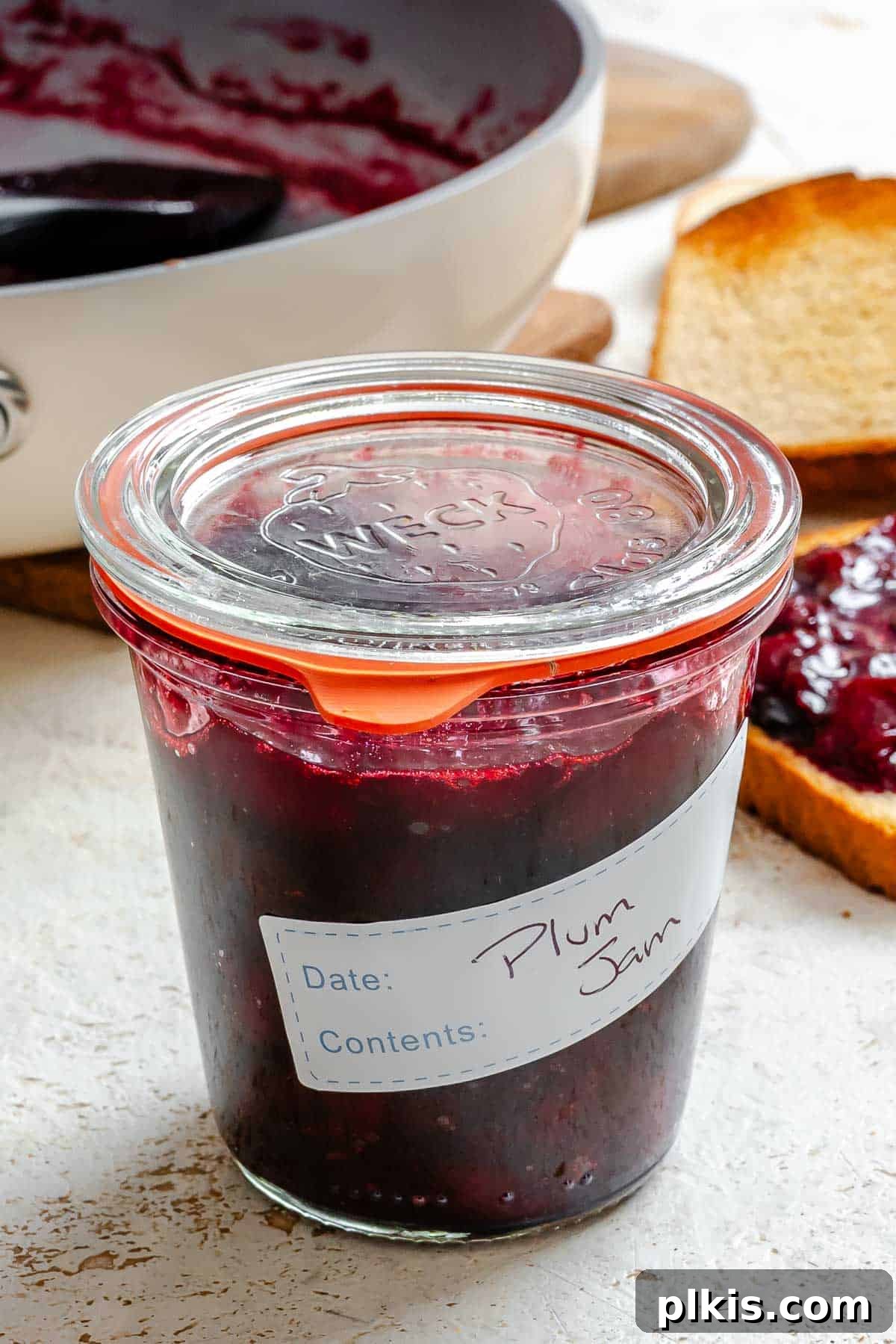 Homemade Plum Jam Without Pectin — Simple Stove-Top Recipe 7 Completed Easy Plum Jam (No Pectin) in a jar.