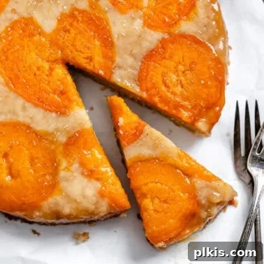 Classic Plum Galette Recipe: Homemade Rustic Tart with Fresh Plums 14 completed Apricot Upside Down Cake on a white surface