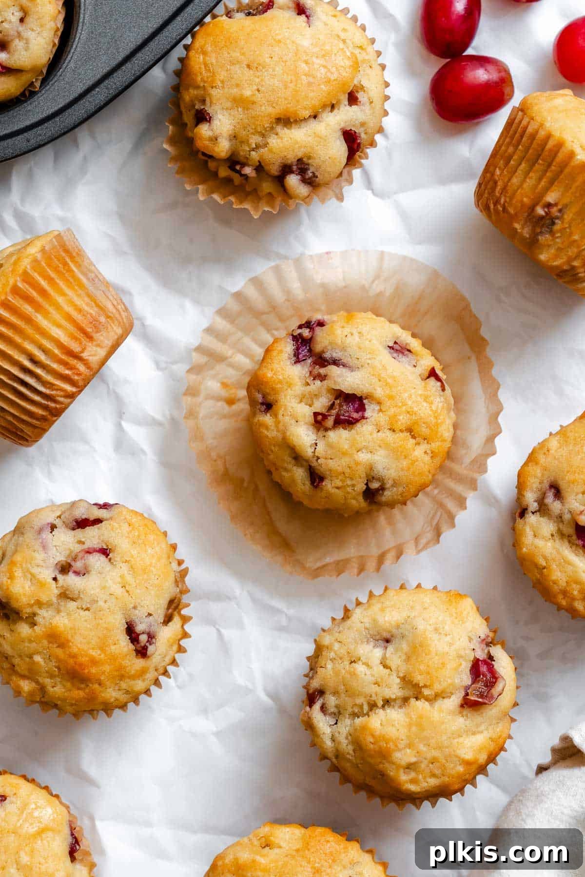 Egg-Free Grape Muffins Recipe 2 Completed Grape Muffins (Egg-Free) on a white surface.