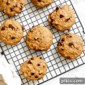 Soft Chewy Banana Bread Cookies Recipe 15 Completed Banana Bread cookies on a storage rack.