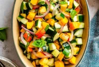 Cucumber and Peach Salad with Mint Lemon Vinaigrette