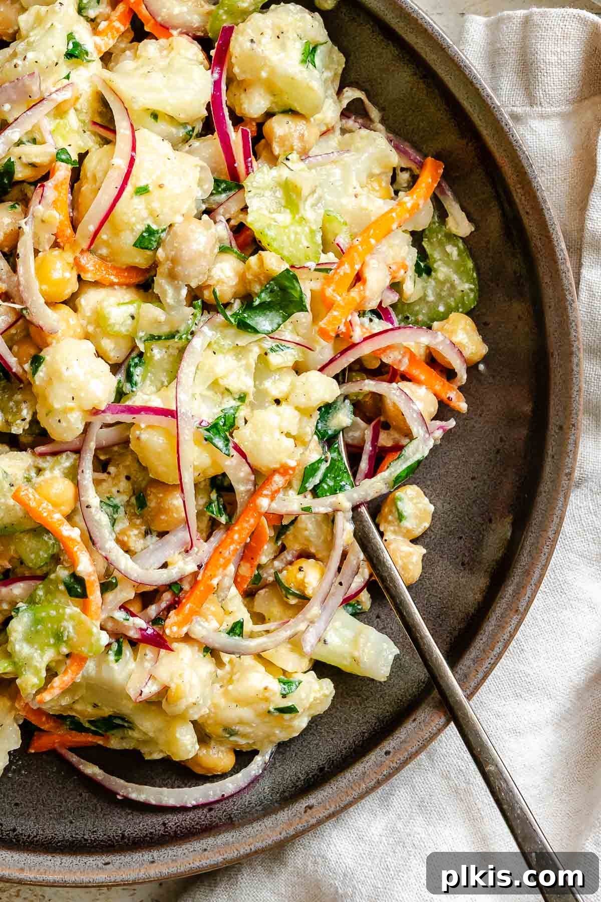 Roasted Cauliflower Salad with Lemon & Herbs 2 Completed Cauliflower Salad in a bowl.