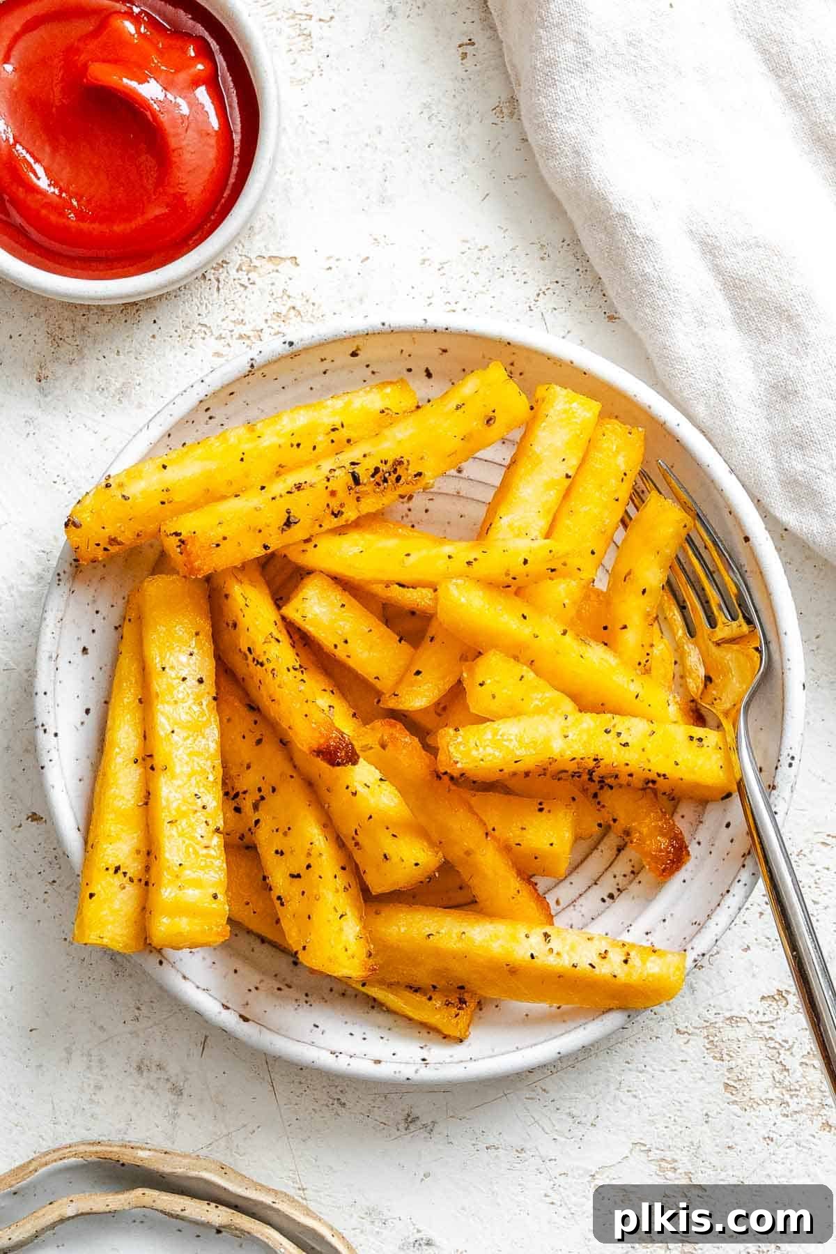 Completed Simple Polenta Fries on a plate.