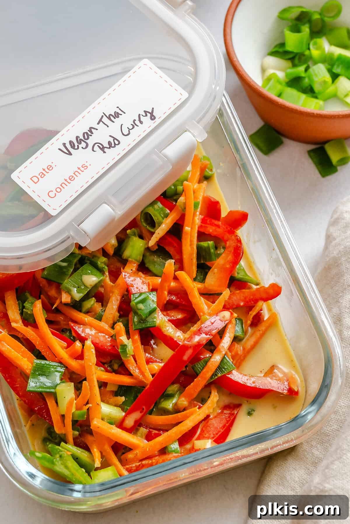 Completed Easy Vegan Curry in a storage container.