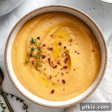 Creamy Curried Butternut Squash Soup 12 Roasted Parsnip Soup in a bowl