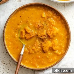 Creamy Curried Butternut Squash Soup 14 Completed Curried Butternut Squash Soup in a bowl.