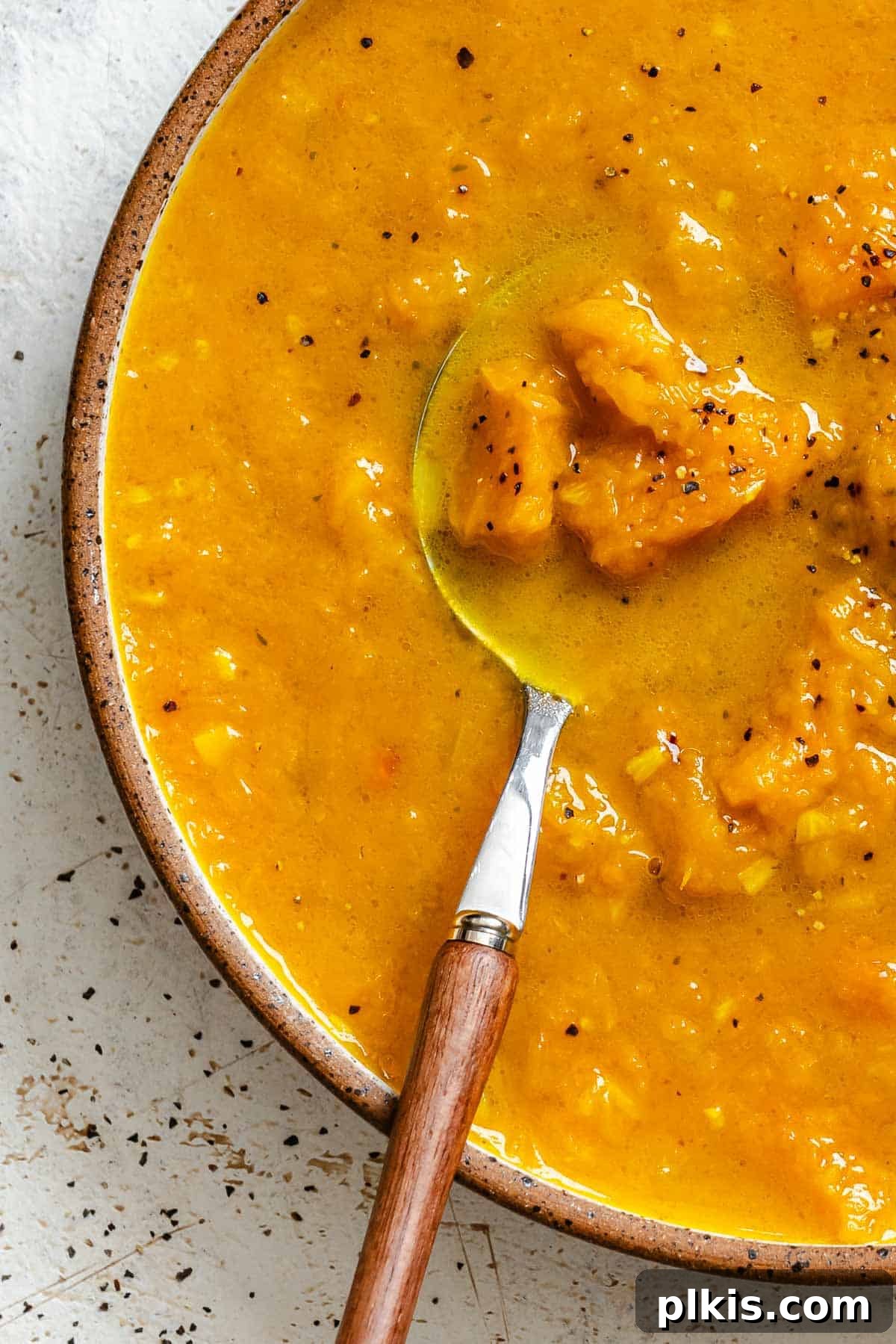 Creamy Curried Butternut Squash Soup 8 Completed Curried Butternut Squash Soup in a bowl.