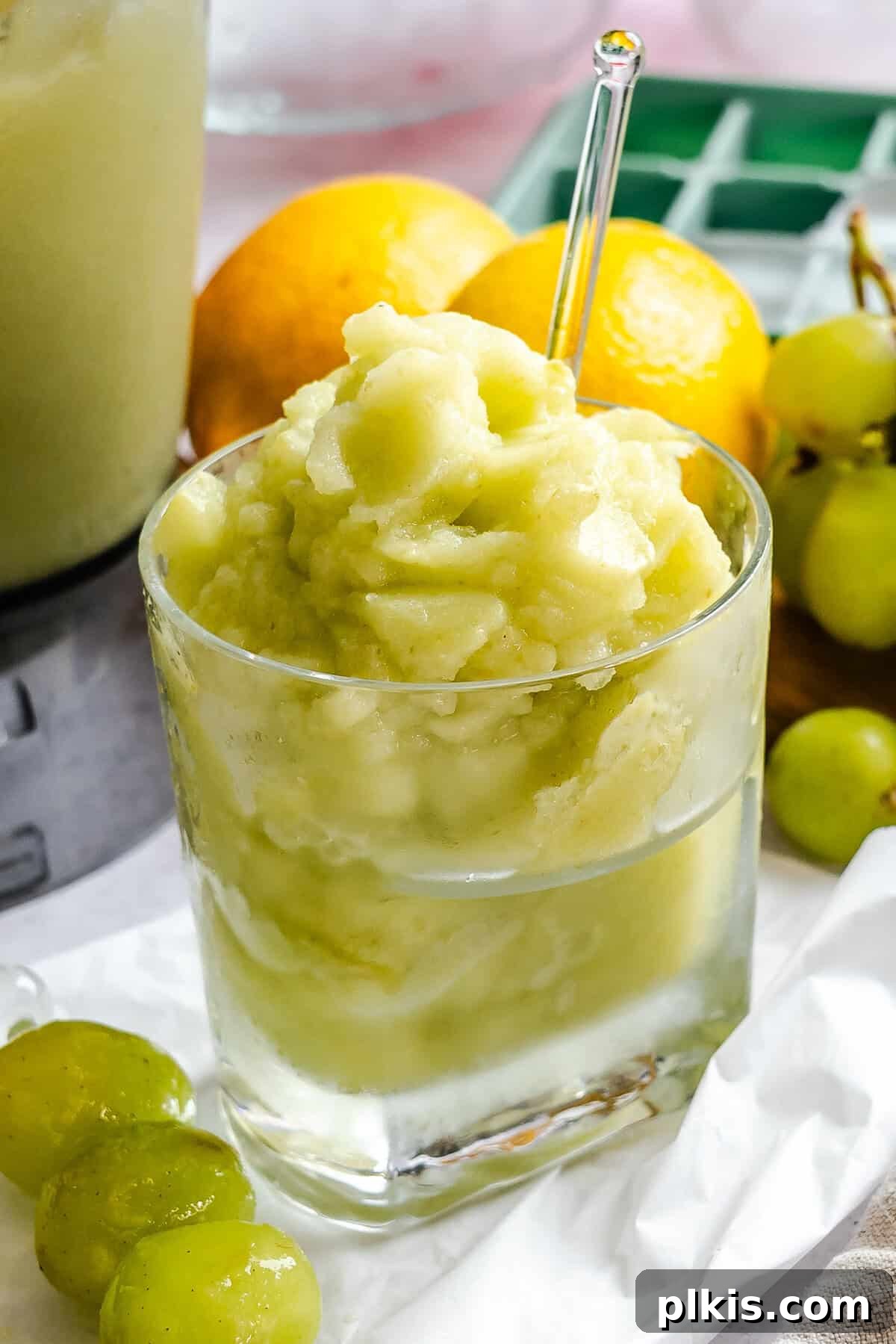 California Grape Lemonade Slushie Recipe for Summer 2 Completed Grape Lemonade Slushie in a cup.